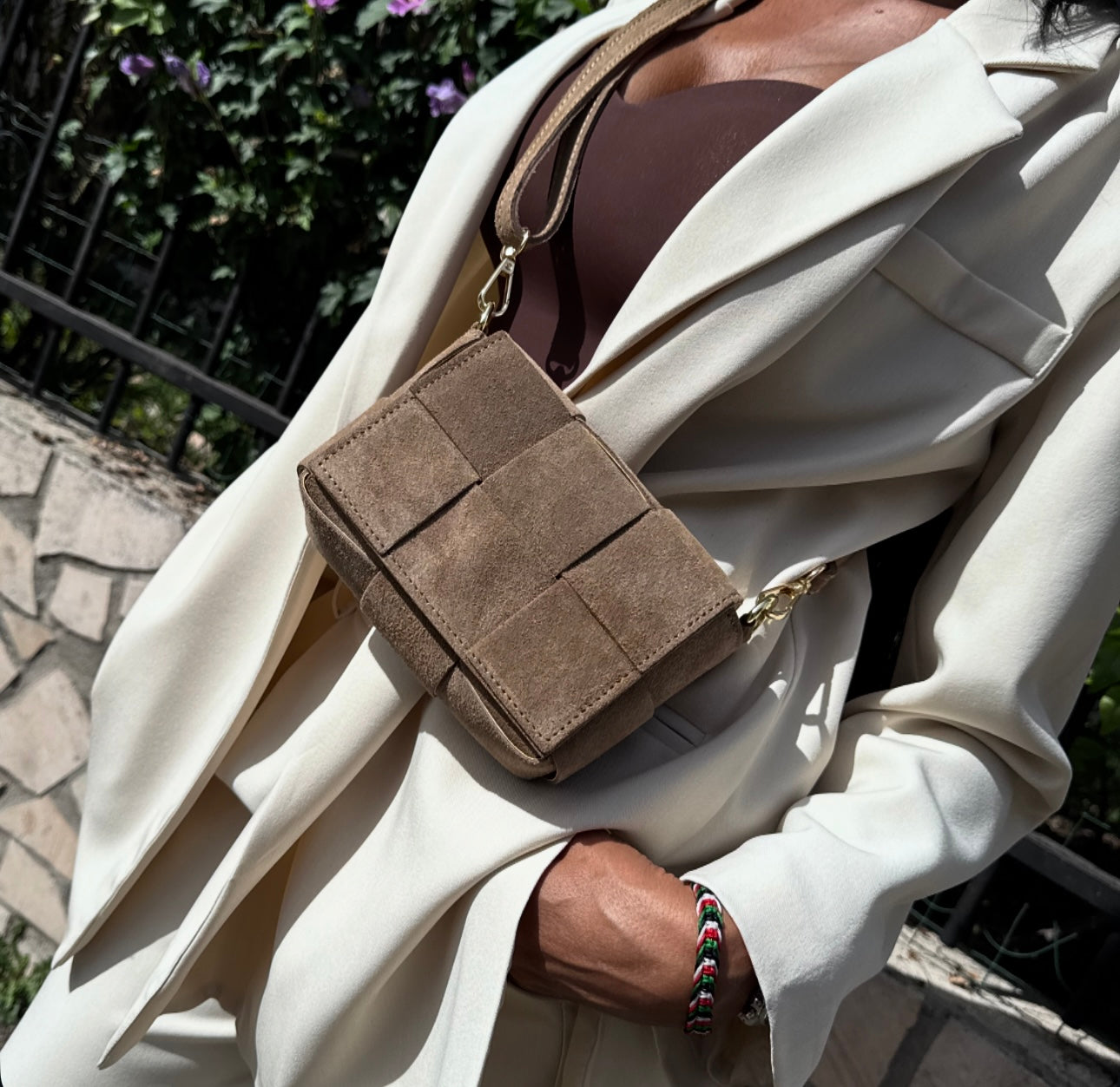 SAC Mini CUIR DAIM SIYA Beige