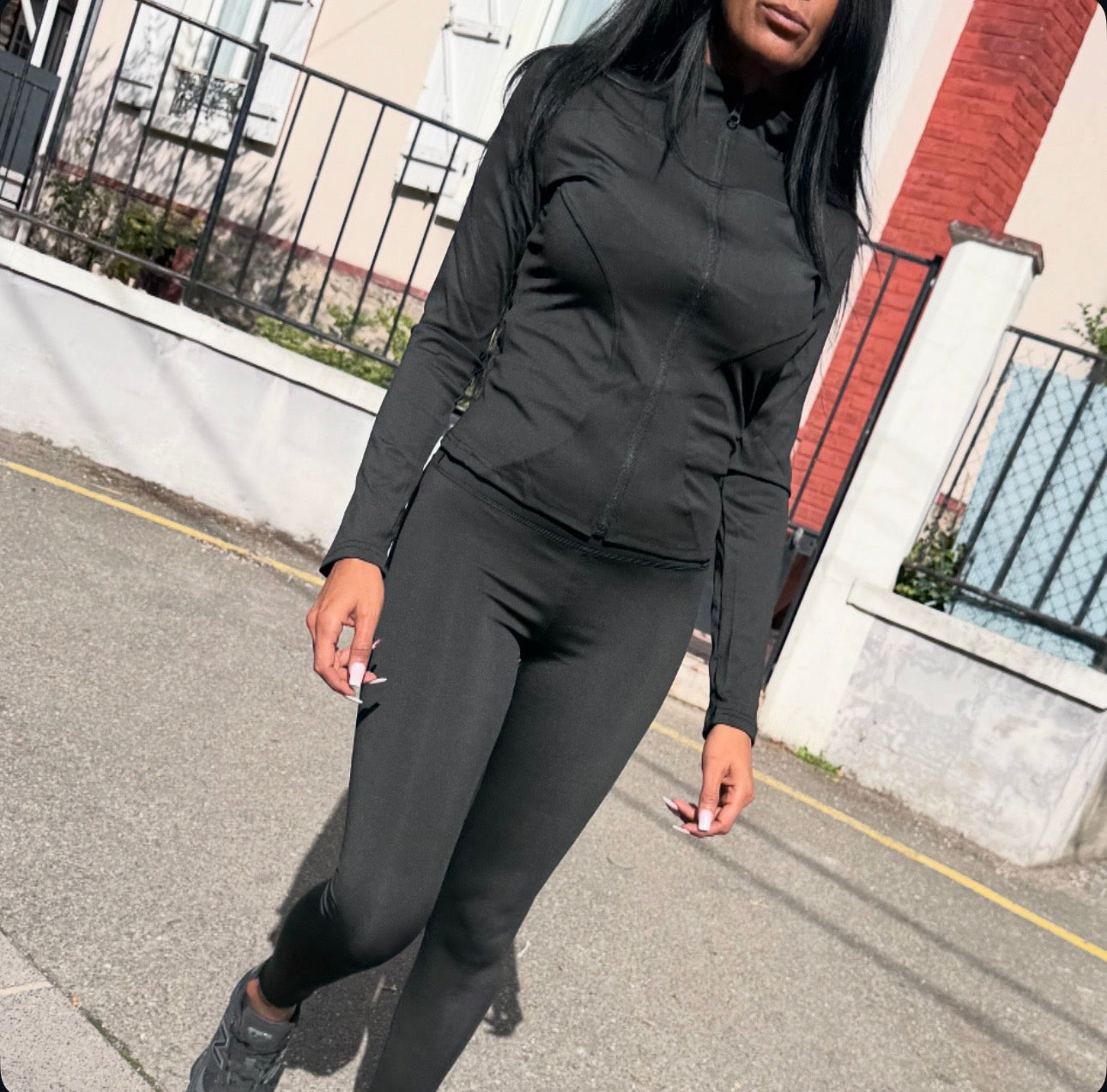 Ensemble SPORT Gilet + Legging SAYA NOIR, BEIGE, VERT ou MARRON