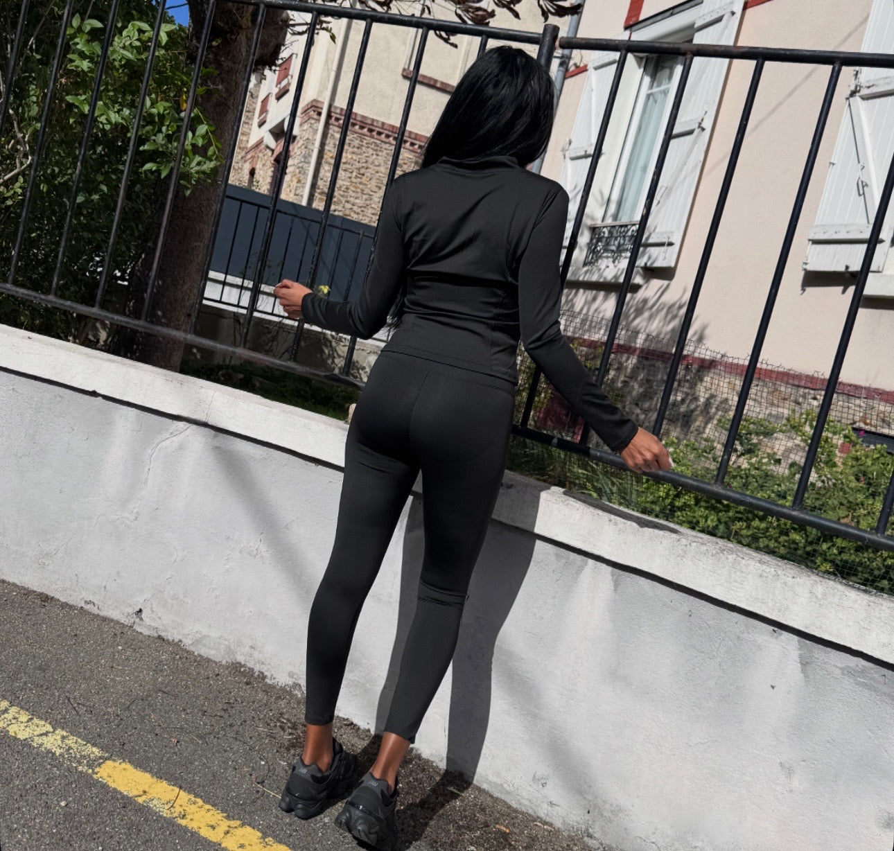 Ensemble SPORT Gilet + Legging SAYA NOIR, BEIGE, VERT ou MARRON