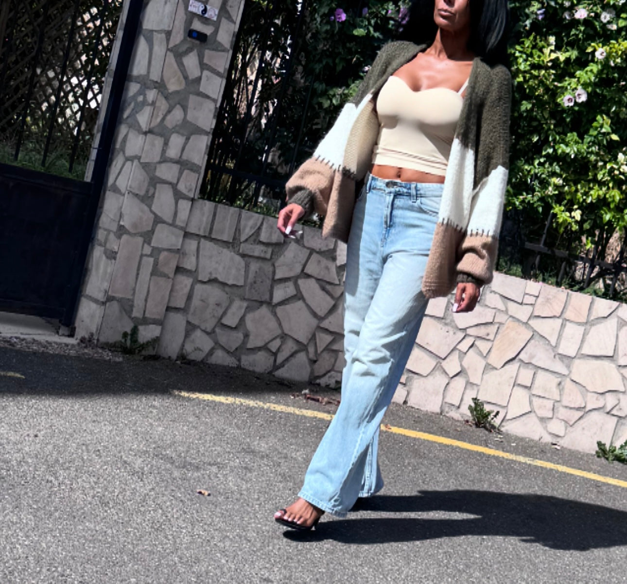 Gilet multicolore Vert, Blanc, Marron clair YOLA