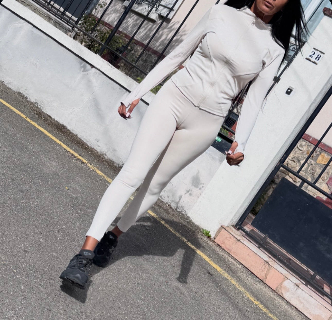 Ensemble SPORT Gilet + Legging SAYA NOIR, BEIGE, VERT ou MARRON