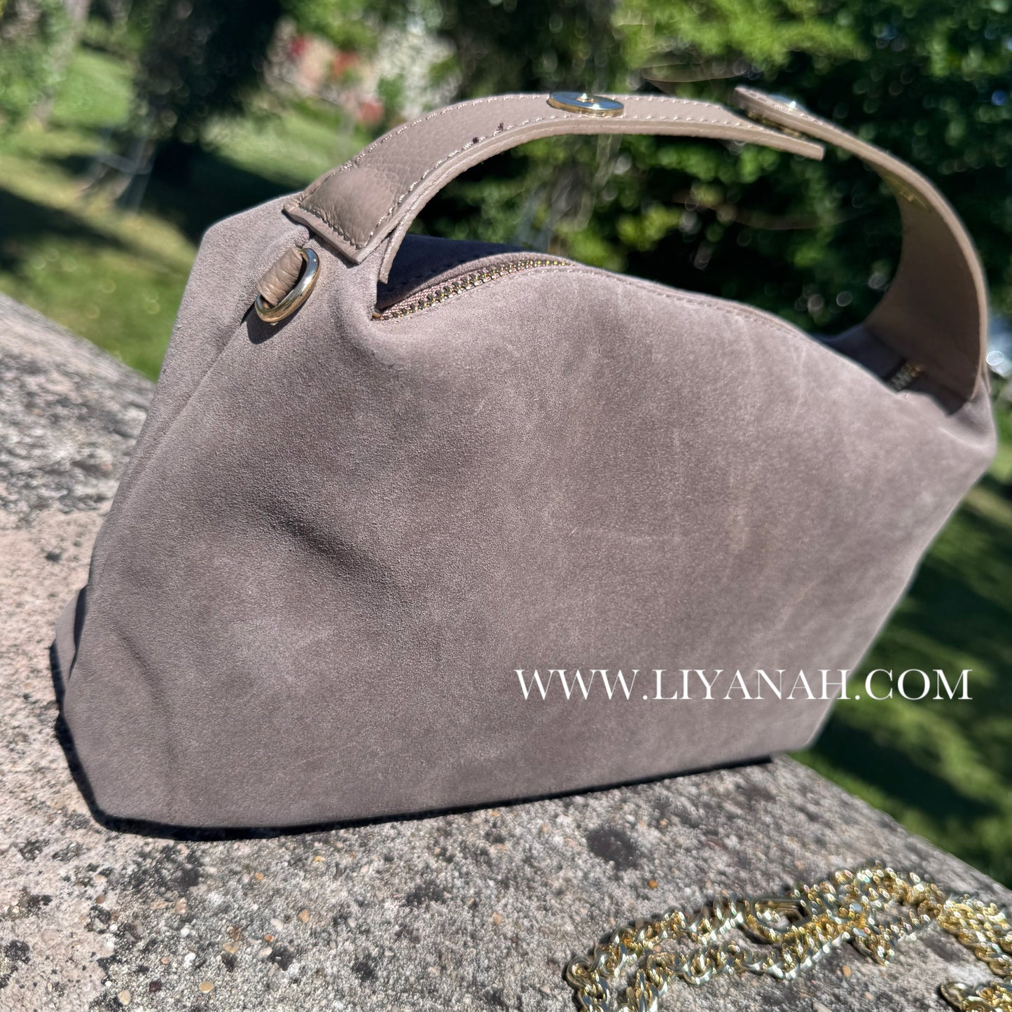 SAC Mini BOULE CUIR DAIM LOUANA TAUPE
