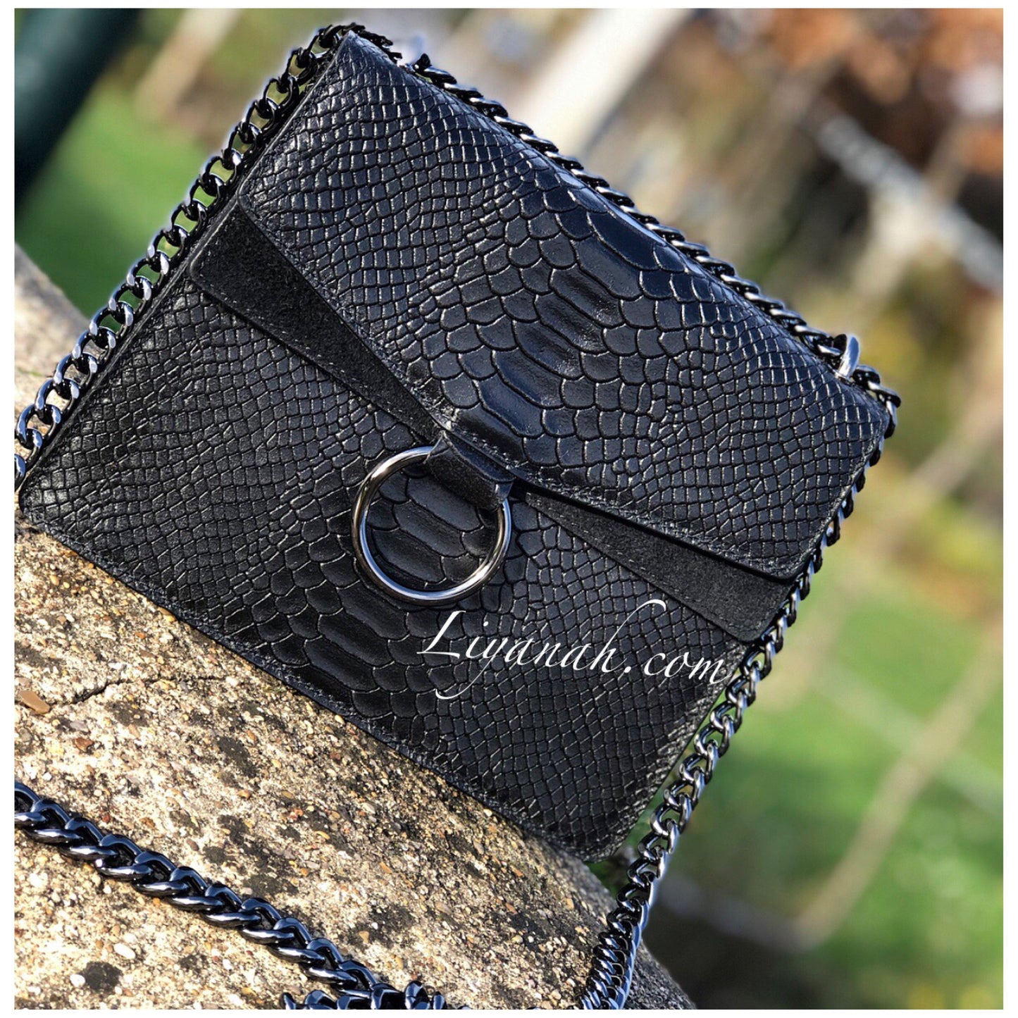Sac Cuir Modèle PELYA BI-MATIÈRE NOIR
