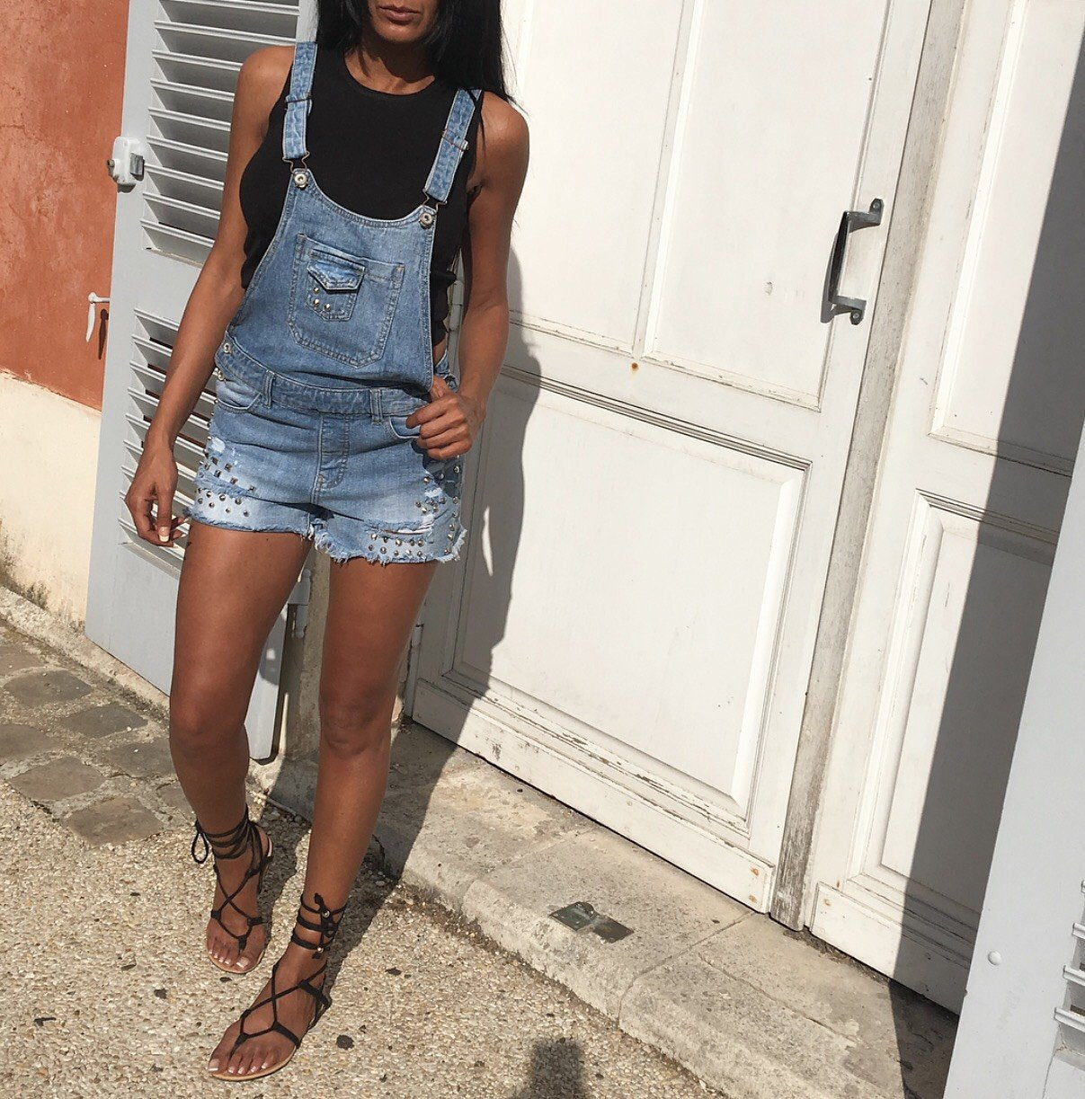 SALOPETTE SHORT Jean Effet Boyfriend MYREL