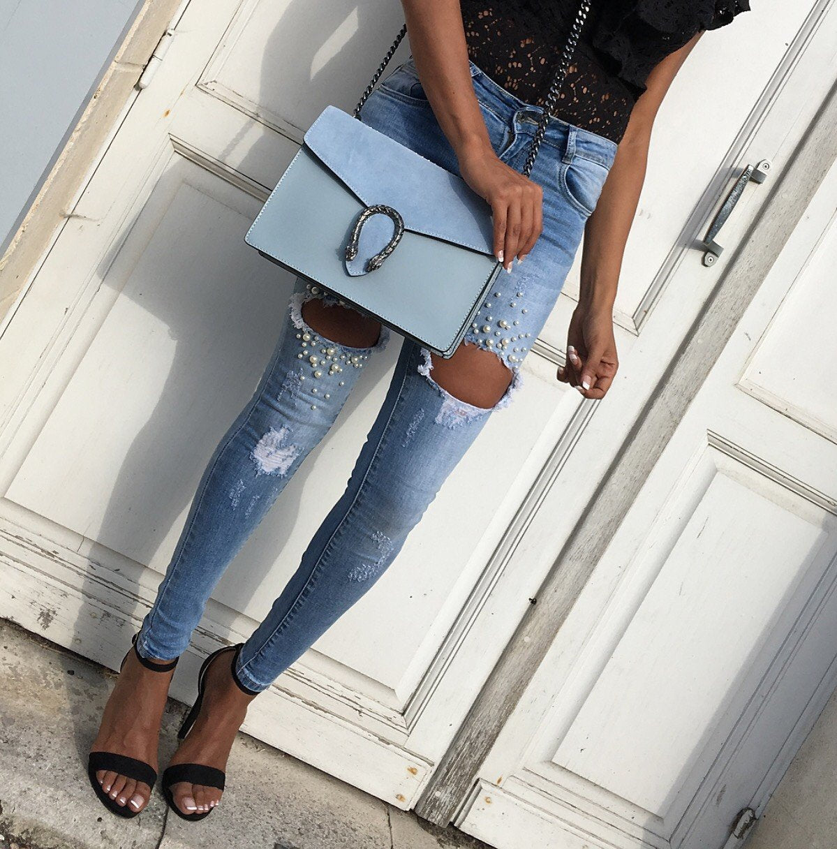 Sac Cuir Modèle AZYRALIA Bleu Ciel