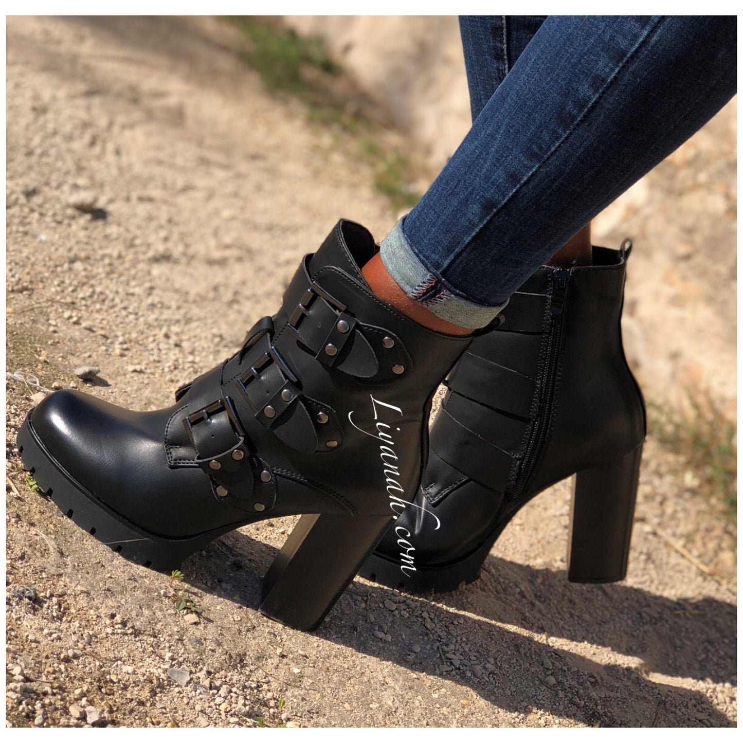 Bottines à talons hauts et Brides Modèle BREYA NOIR
