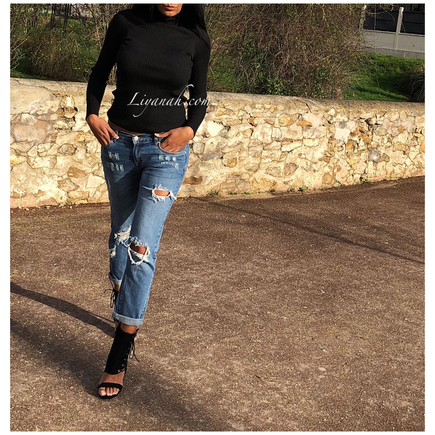 Jean Slim Boyfriend DESTROY TALYSSA BLUE