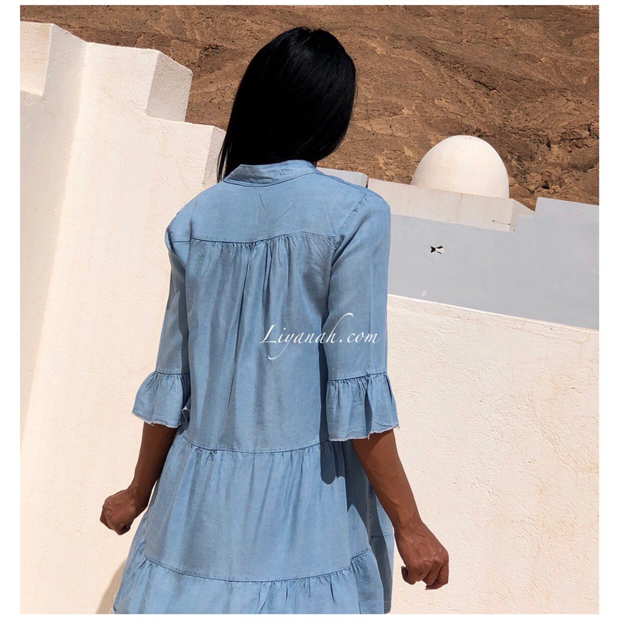 ROBE Courte Style Tunique Modèle HINA Blue Jean