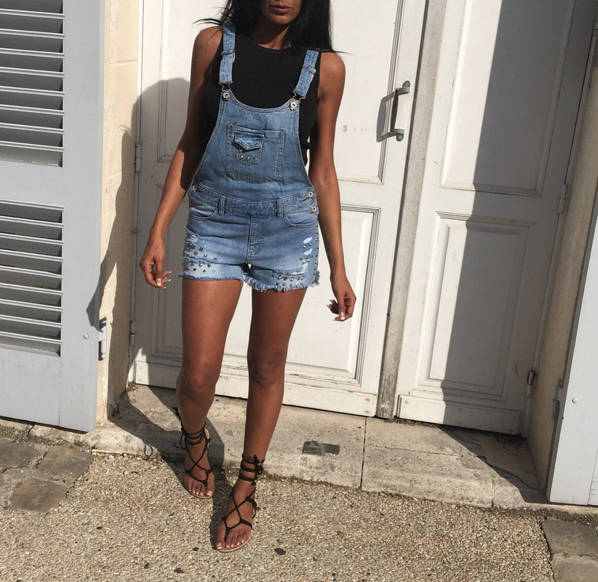 SALOPETTE SHORT Jean Effet Boyfriend MYREL