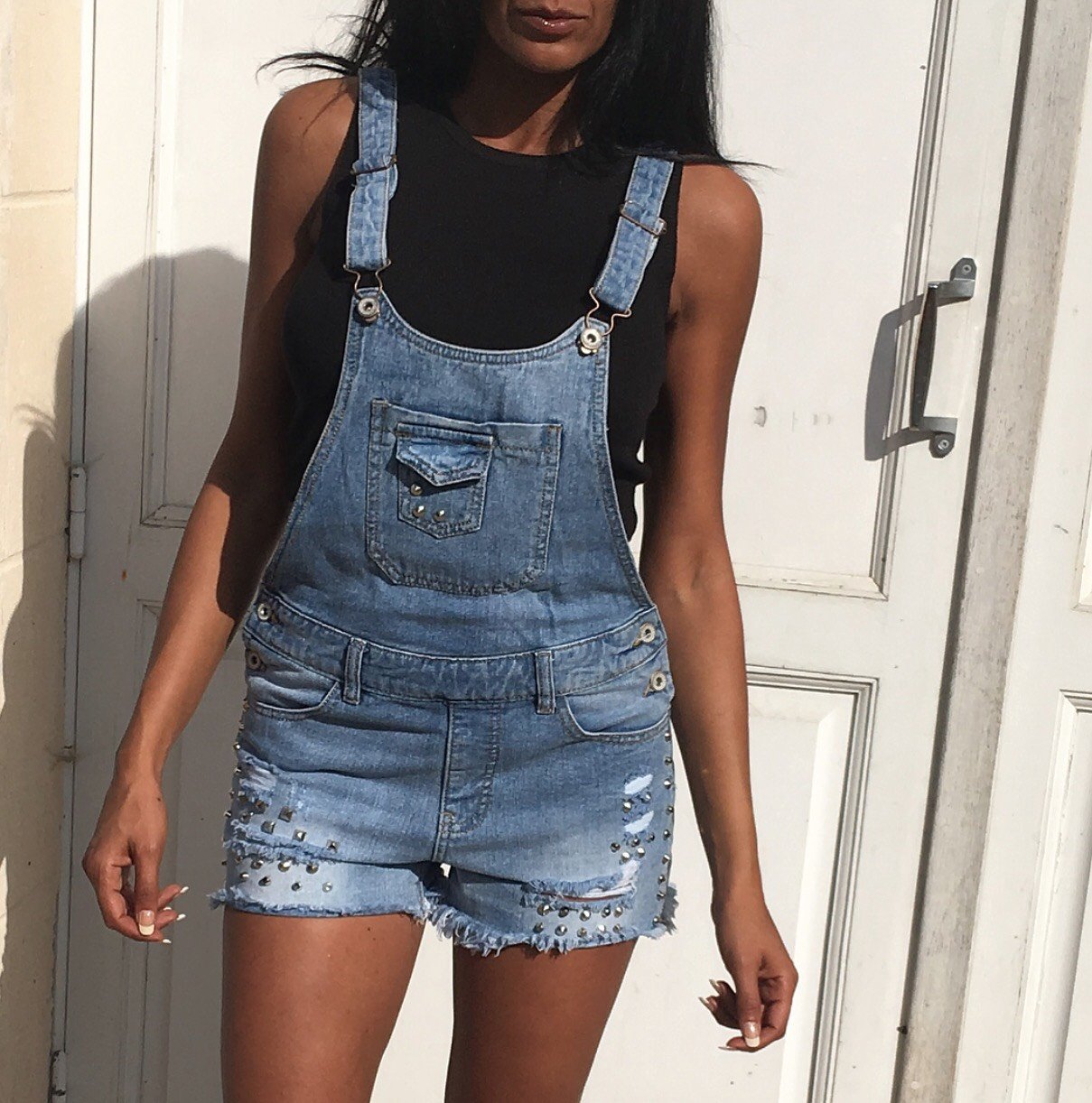 SALOPETTE SHORT Jean Effet Boyfriend MYREL