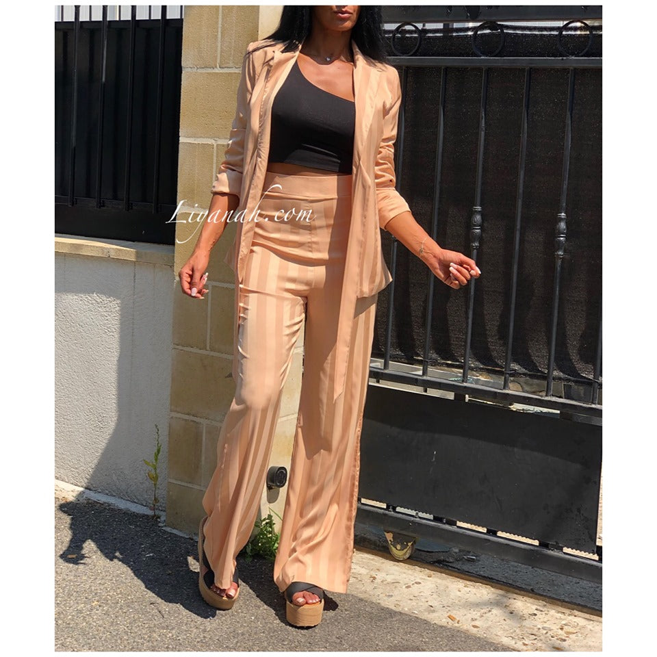 Tailleur Veste + Pantalon Modèle NAYARA BEIGE