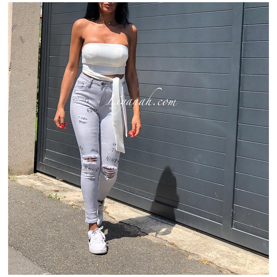 Crop Top Modèle ARENYA BLANC