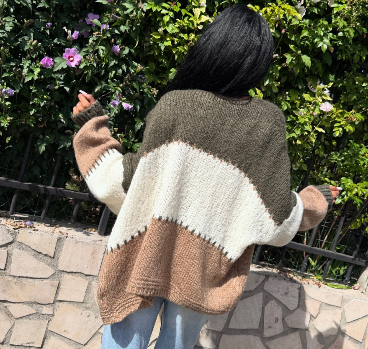 Gilet multicolore Vert, Blanc, Marron clair YOLA