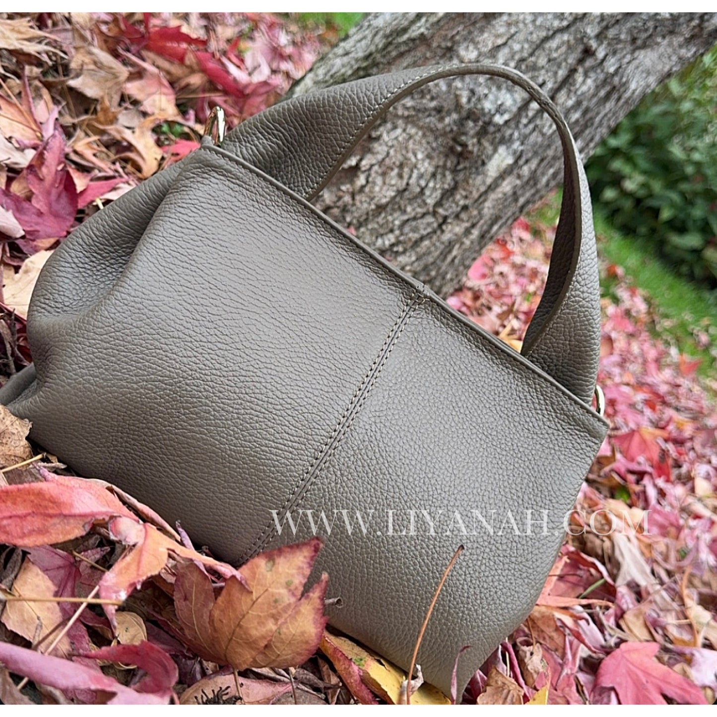 SAC Petit BOULE CUIR GRAINÉ LIYA TAUPE