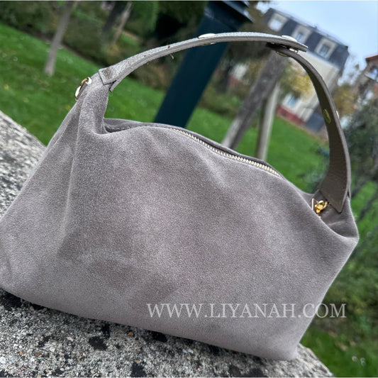 SAC Mini BOULE CUIR DAIM LOUANA TAUPE