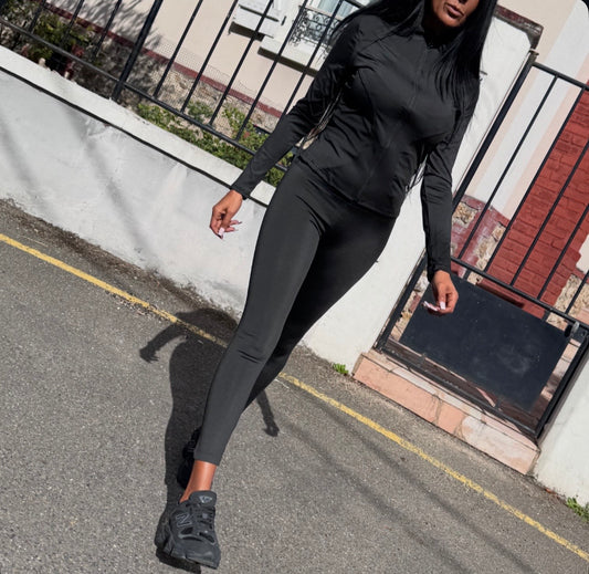 Ensemble SPORT Gilet + Legging SAYA NOIR, BEIGE, VERT ou MARRON