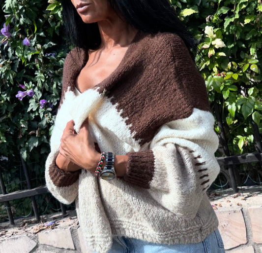 Gilet multicolore Marron, Blanc, Crème YOLA