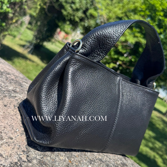 SAC Petit BOULE CUIR GRAINÉ LIYA NOIR