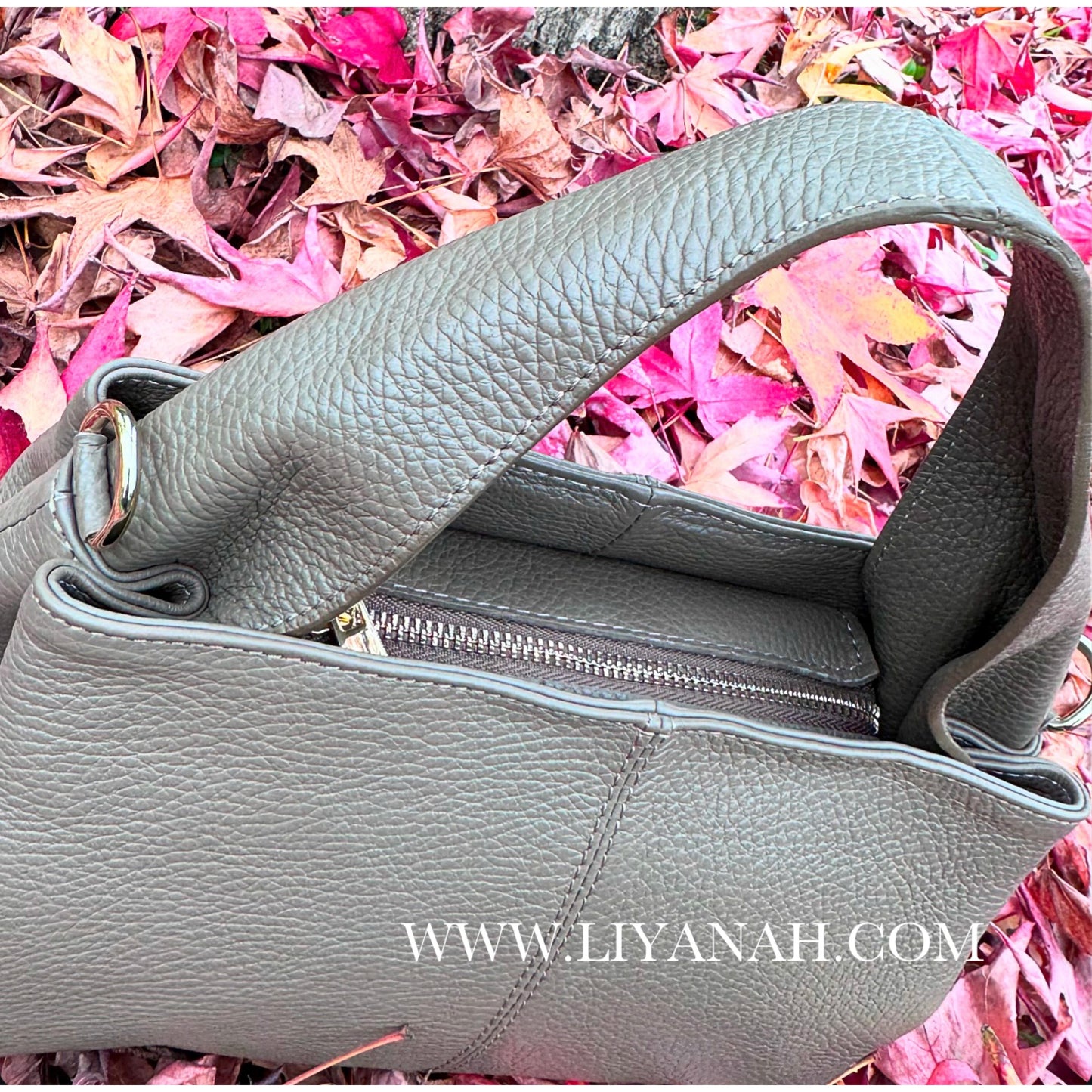 SAC Petit BOULE CUIR GRAINÉ LIYA TAUPE