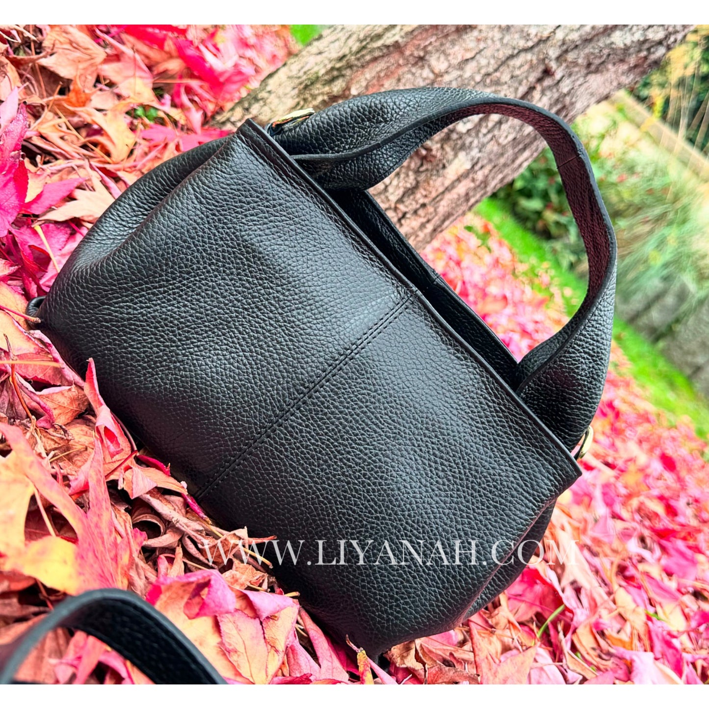 SAC Petit BOULE CUIR GRAINÉ LIYA NOIR