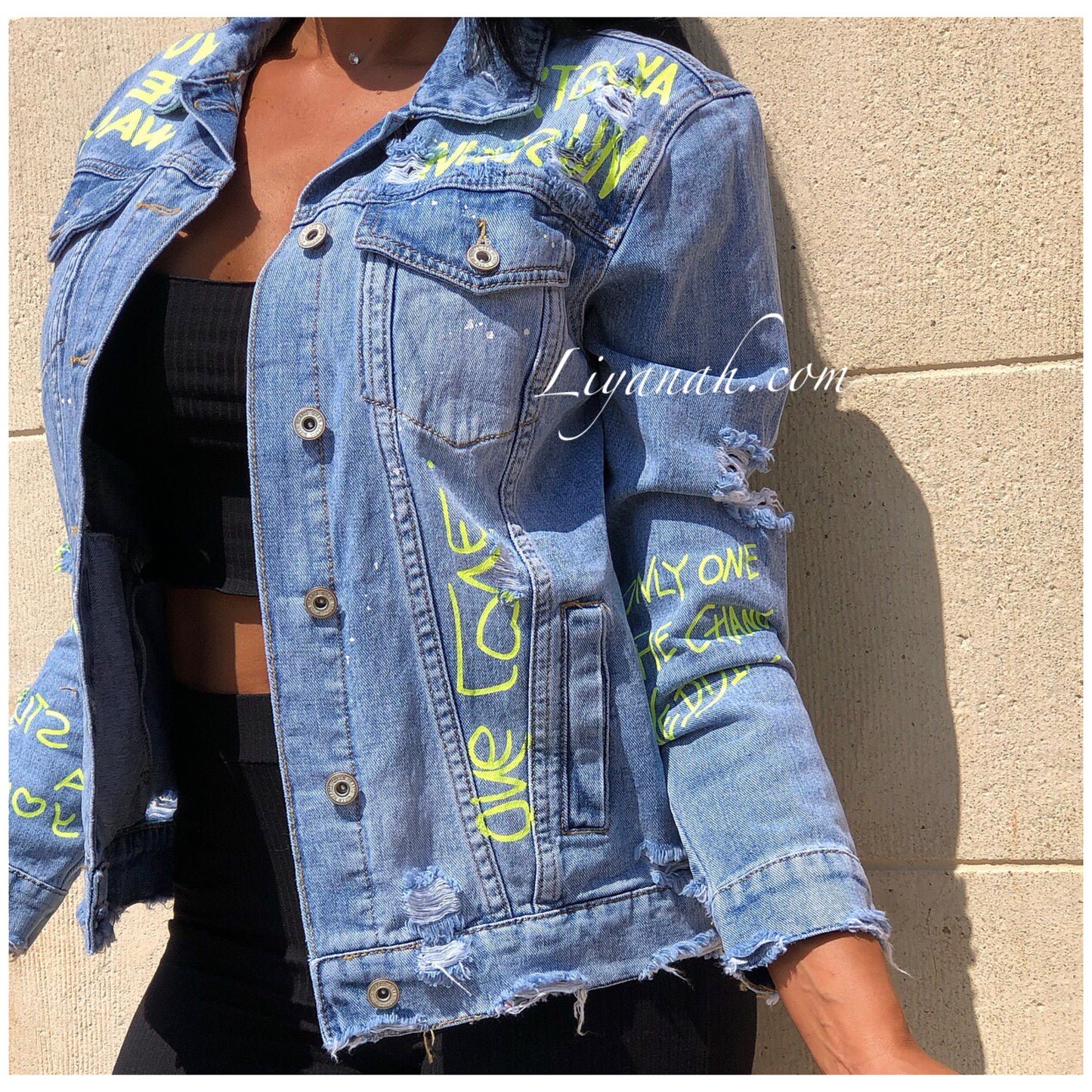 VESTE JEAN BLUE / YELLOW Modèle ONE LOVE