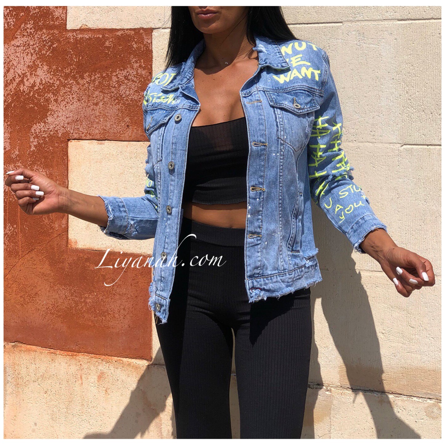 VESTE JEAN BLUE / YELLOW Modèle ONE LOVE