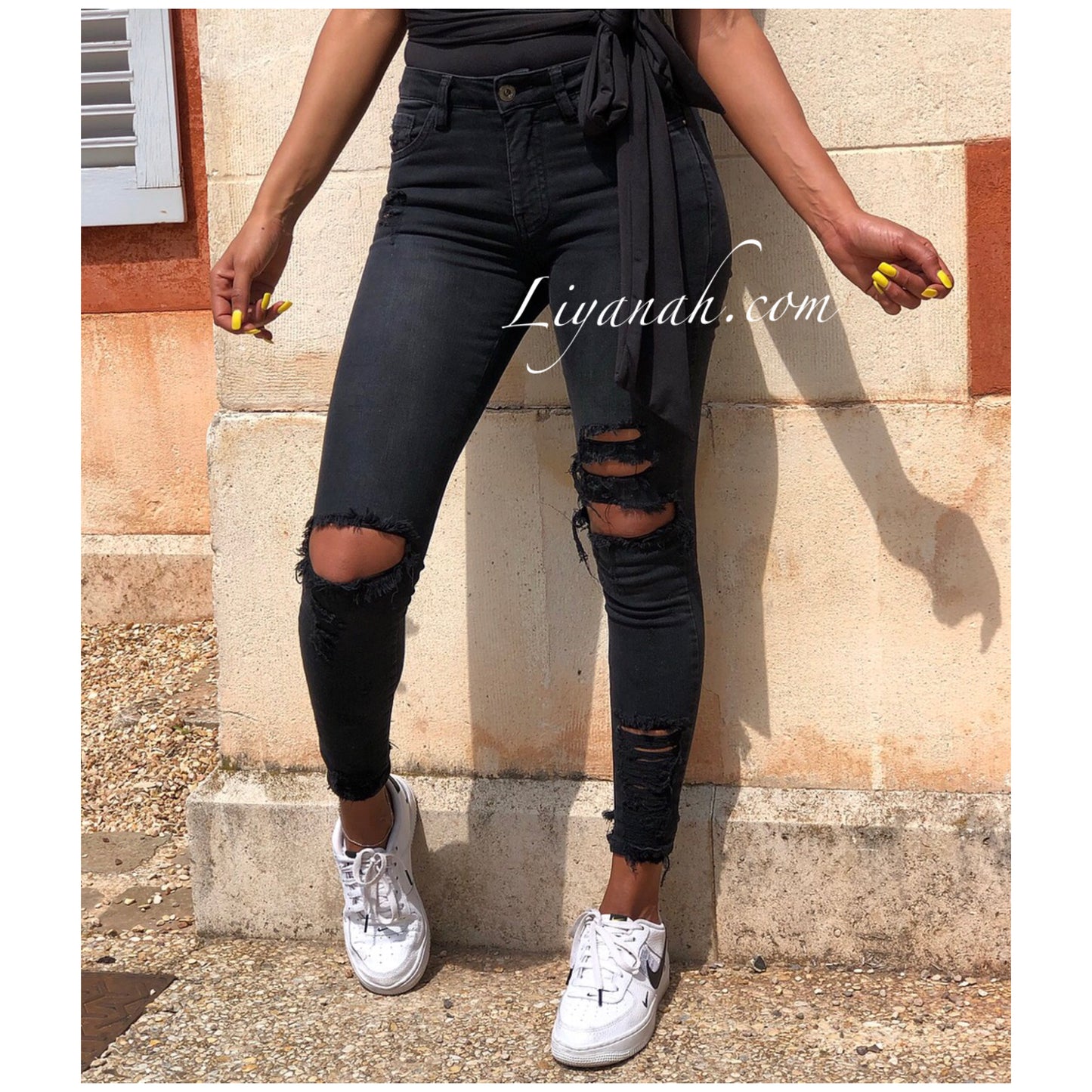 Jean Skinny DESTROY BLACK GREY Modèle NEVY