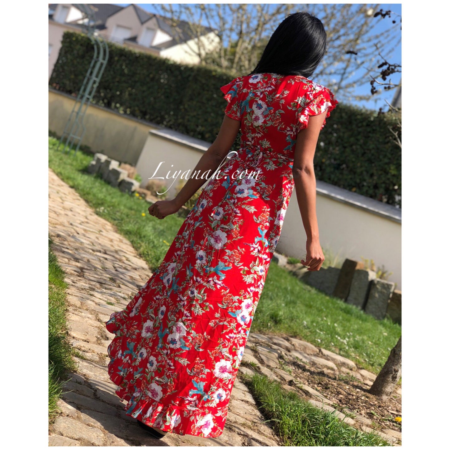 Robe Longue Cache Coeur Modèle MYRELA Rouge