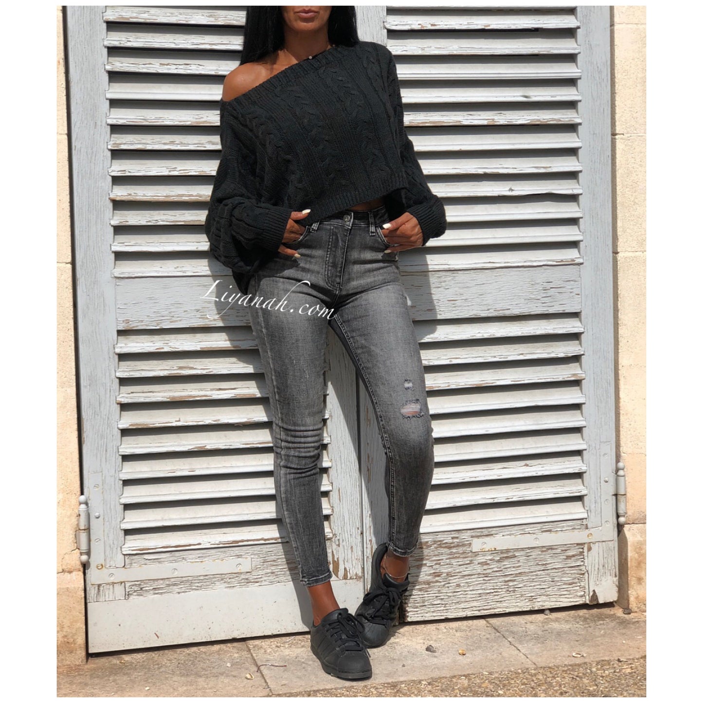 Jean Skinny Modèle YANA GREY TAILLE MI HAUTE