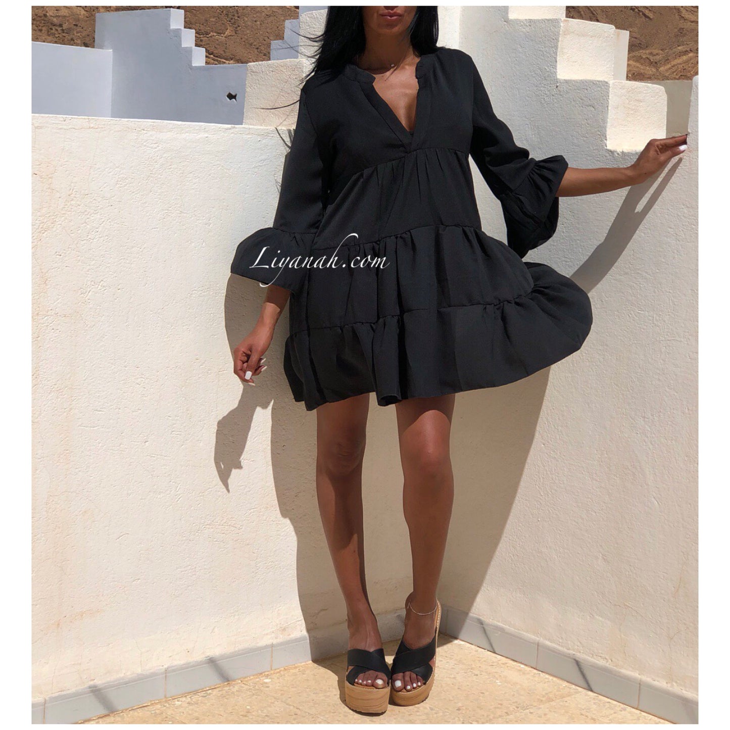 ROBE Courte Style Tunique Modèle HINA Noir