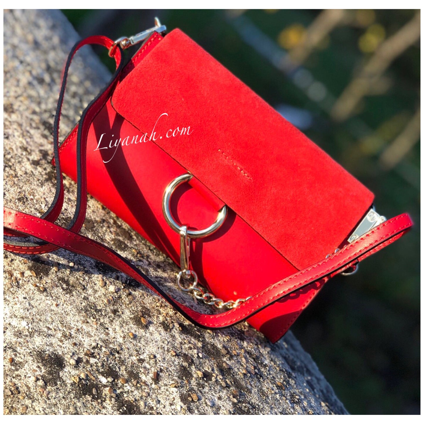 SAC Petit 100% CUIR Bi-Matière Modèle ZENYA ROUGE