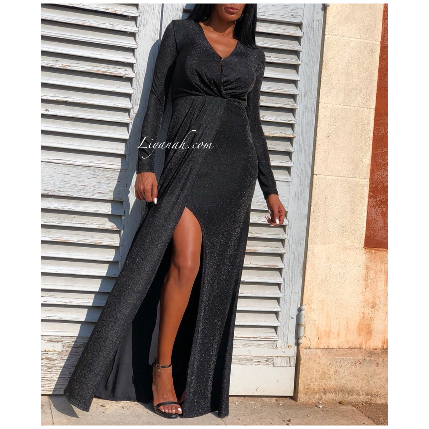 Robe Longue Modèle STRAYA NOIR Paillette