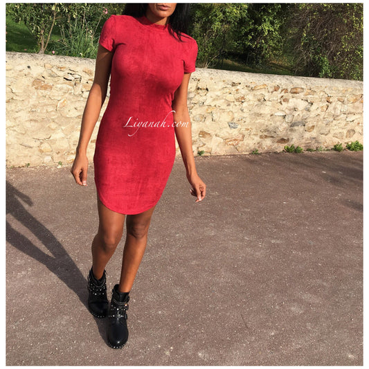 ROBE COURTE Suédine ANIYATA  Rouge Bordeaux