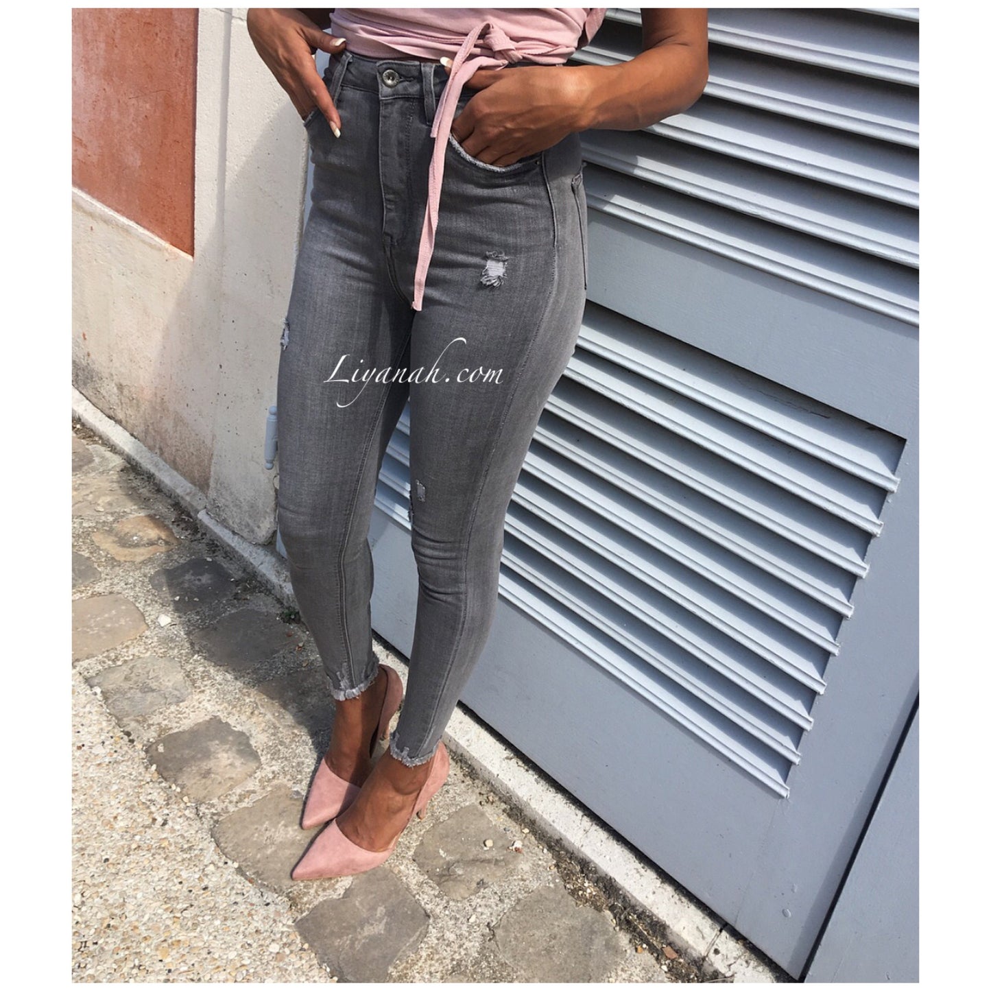 Jean Skinny Modèle RAYANY GRIS CLAIR TAILLE HAUTE