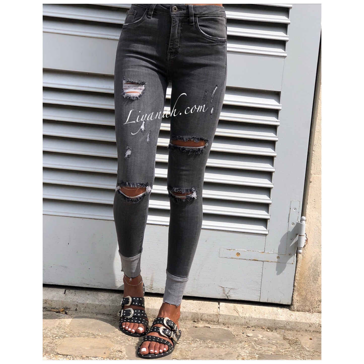 Jean / Jegging Skinny Modèle BALAKA Grey Taille Mi-haute