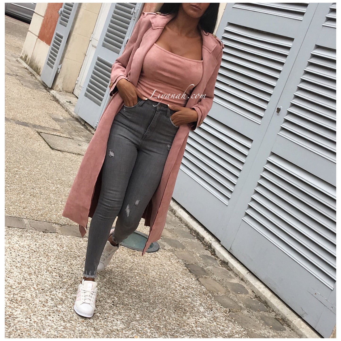 Crop Top Suédine Rose  Modèle PELYNE