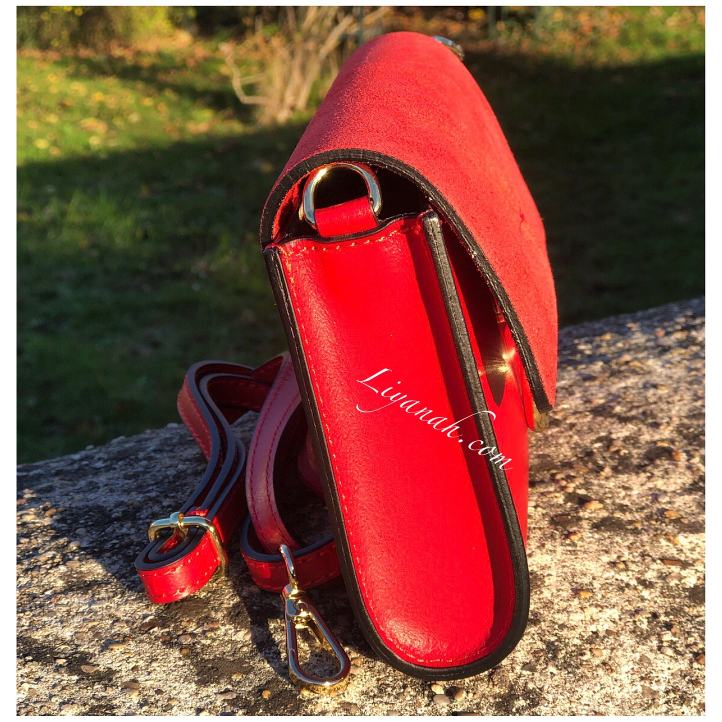 SAC Petit 100% CUIR Bi-Matière Modèle ZENYA ROUGE