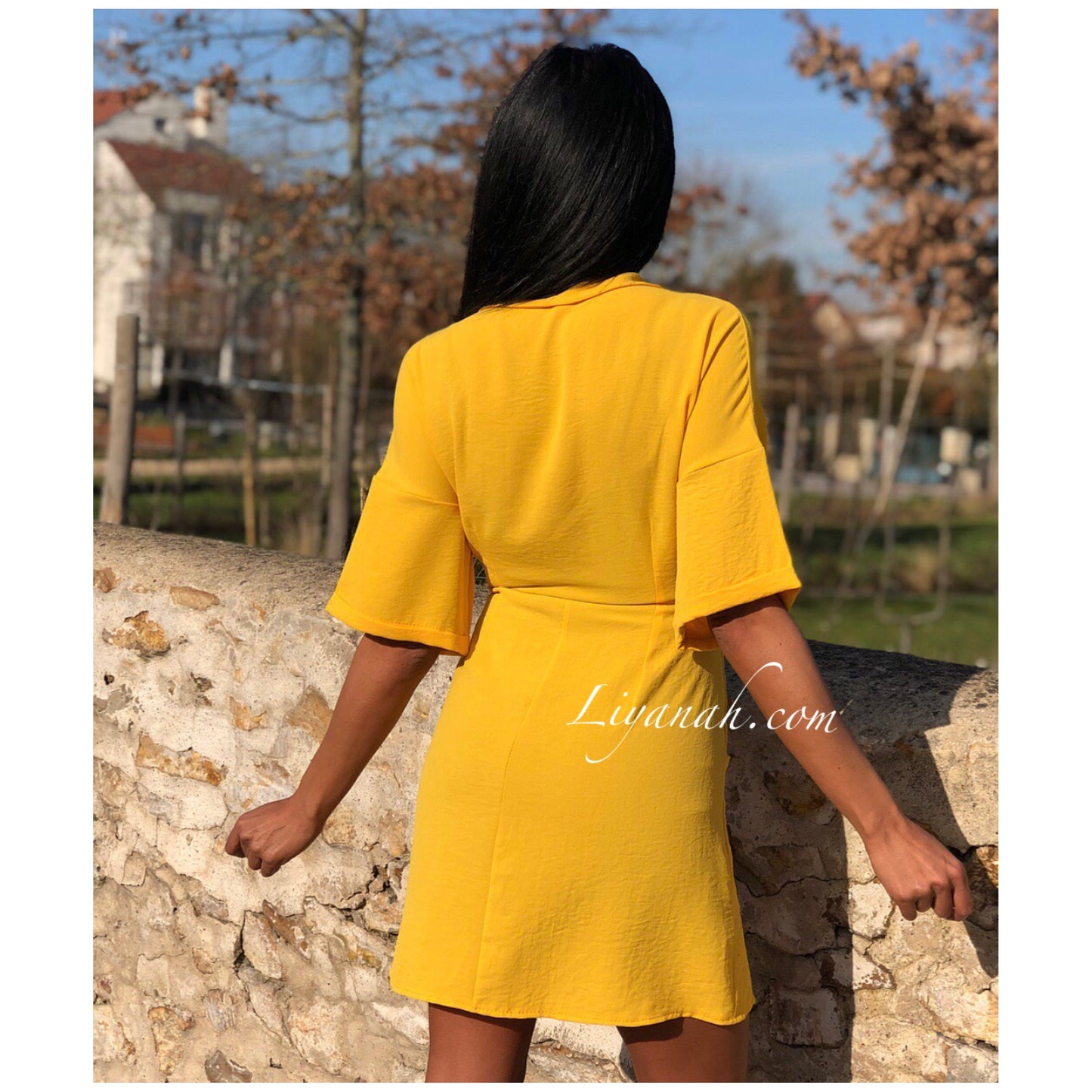 ROBE Style Chemise Modèle AITARA JAUNE