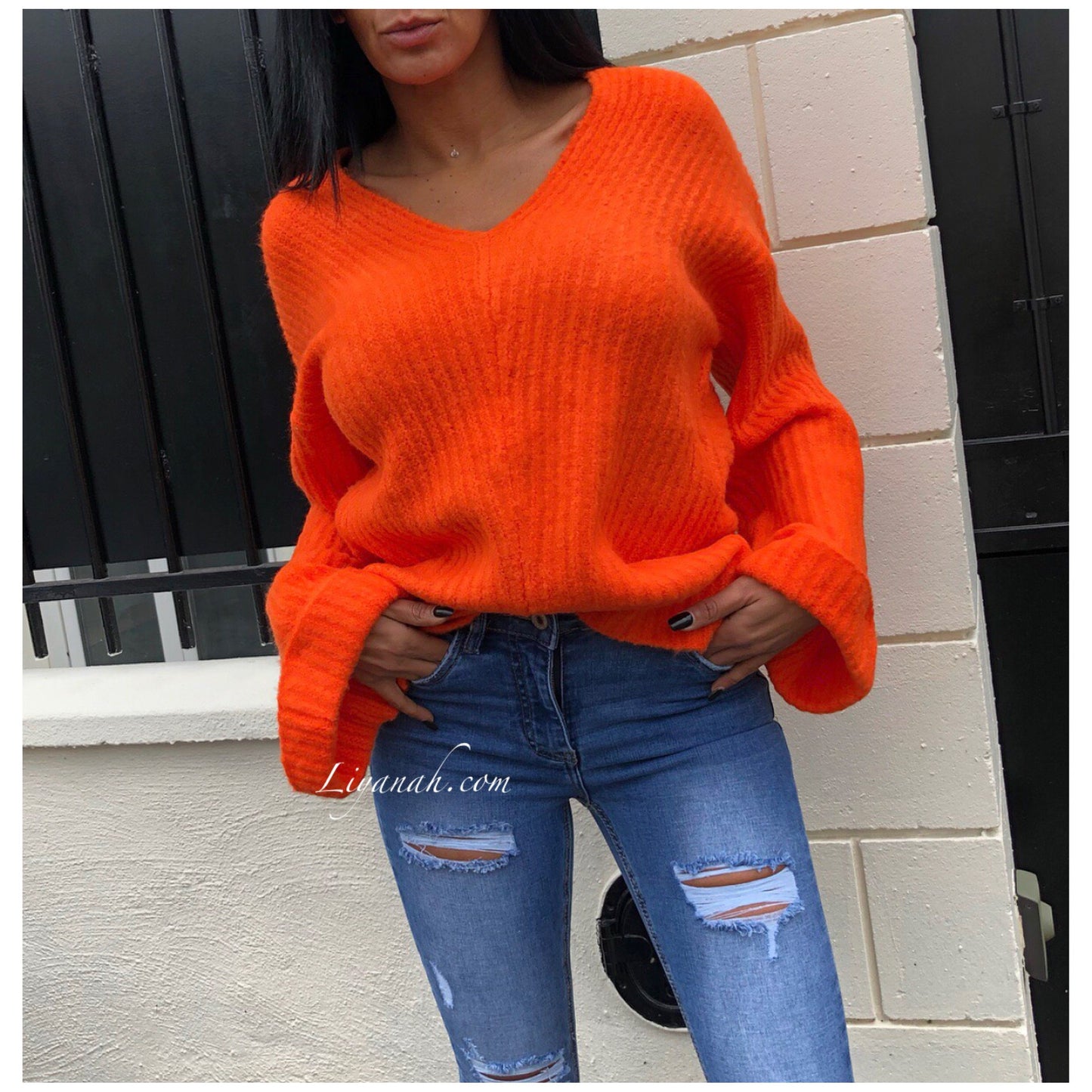 Pull Mi-Long Modèle TAYA ORANGE FLUO