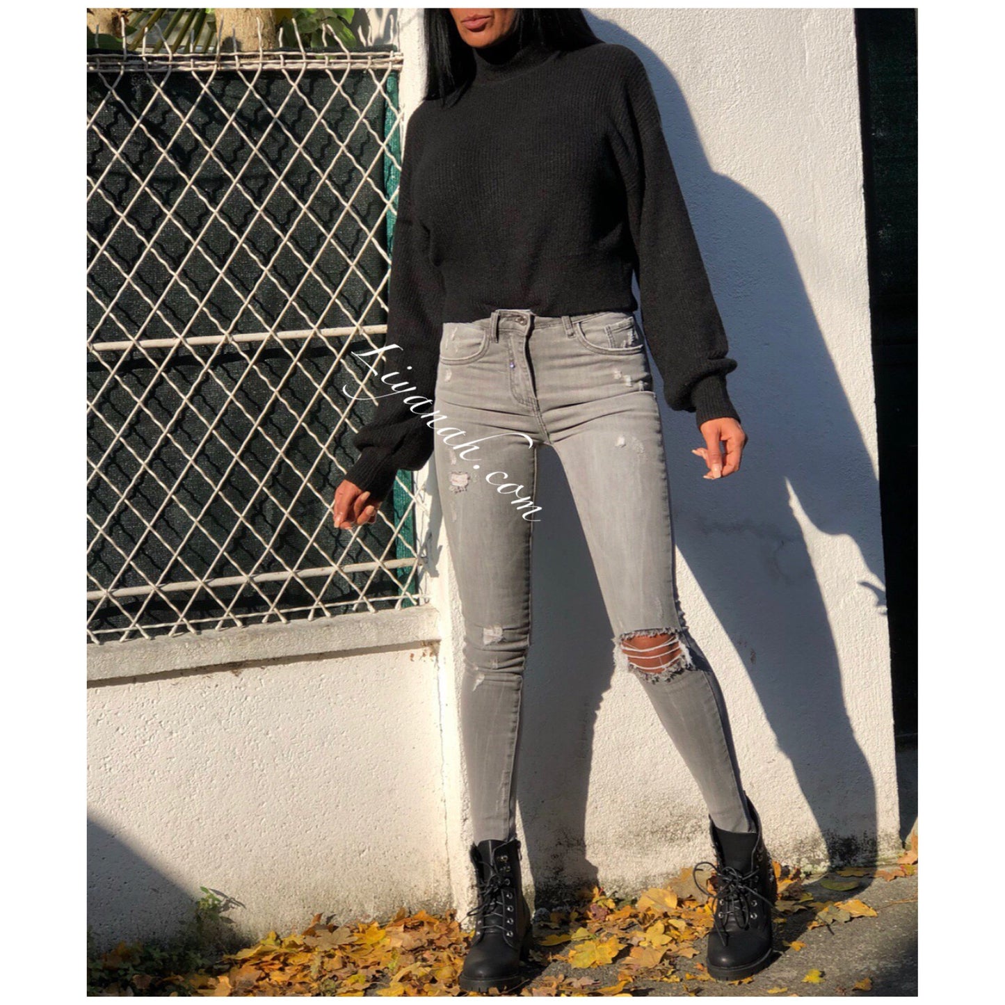 Jean Skinny Modèle DIVYA GRIS CLAIR DESTROY TAILLE MI-HAUTE