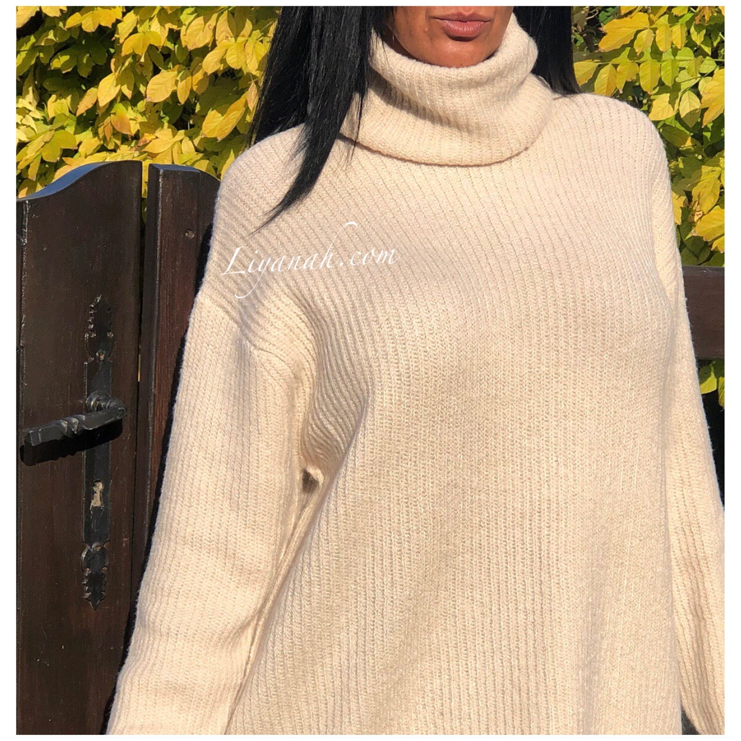 PULL LARGE Col Roulé Modèle AJAYARA BEIGE