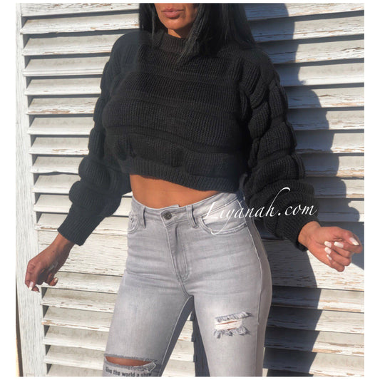 Pull Cropped Modèle KARA NOIR