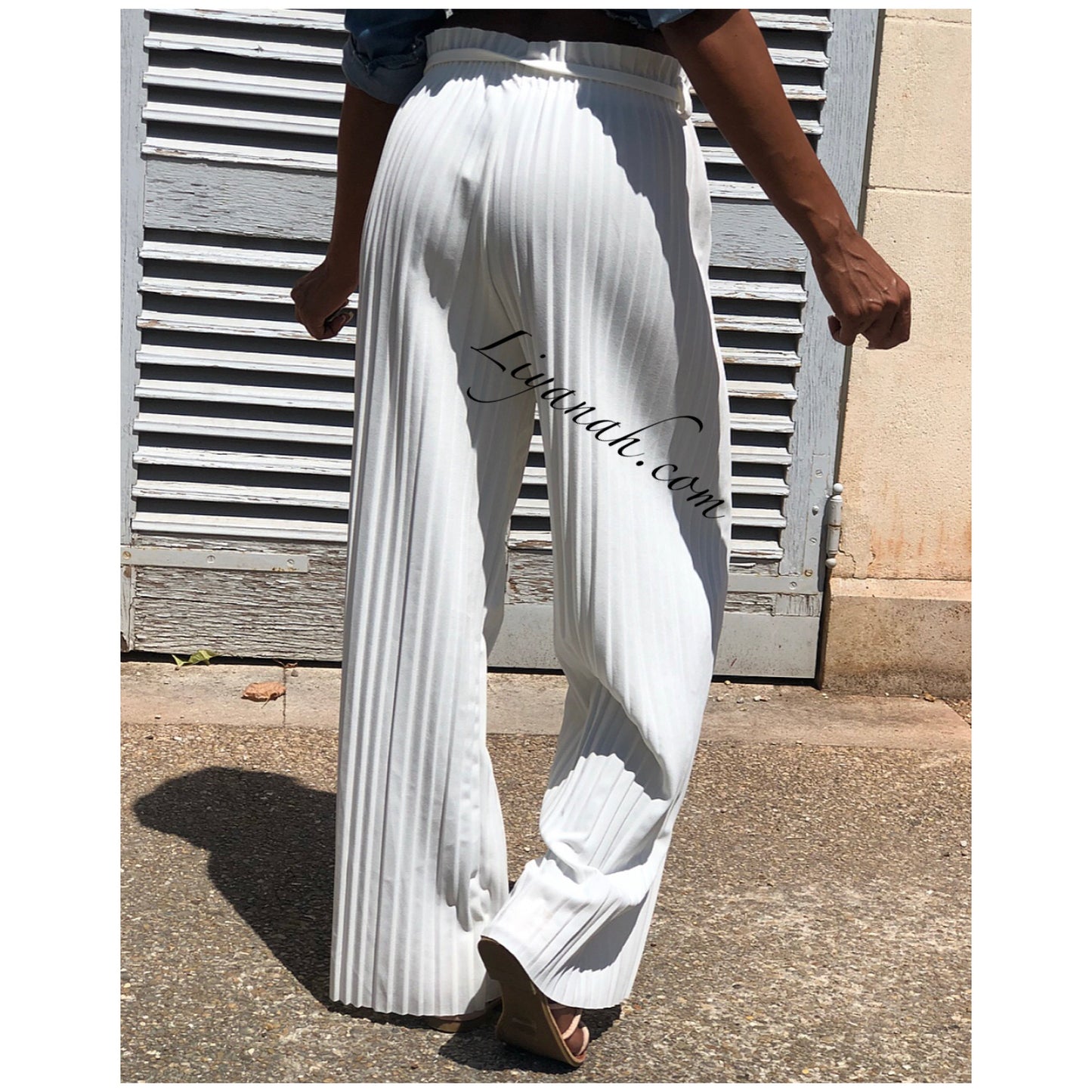 Pantalon plissé Modèle PALYRA Blanc