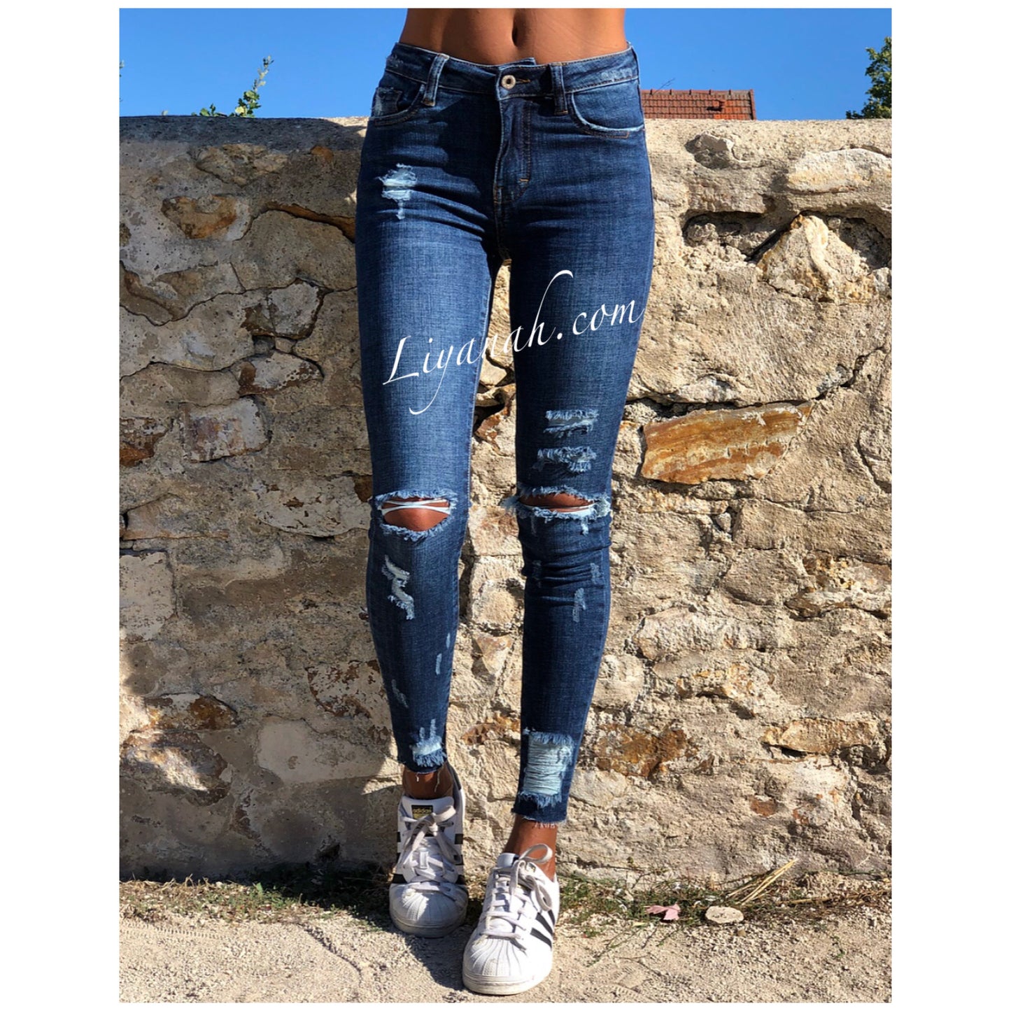 Jean Skinny DESTROY / DARK BLUE Modèle NEVYA