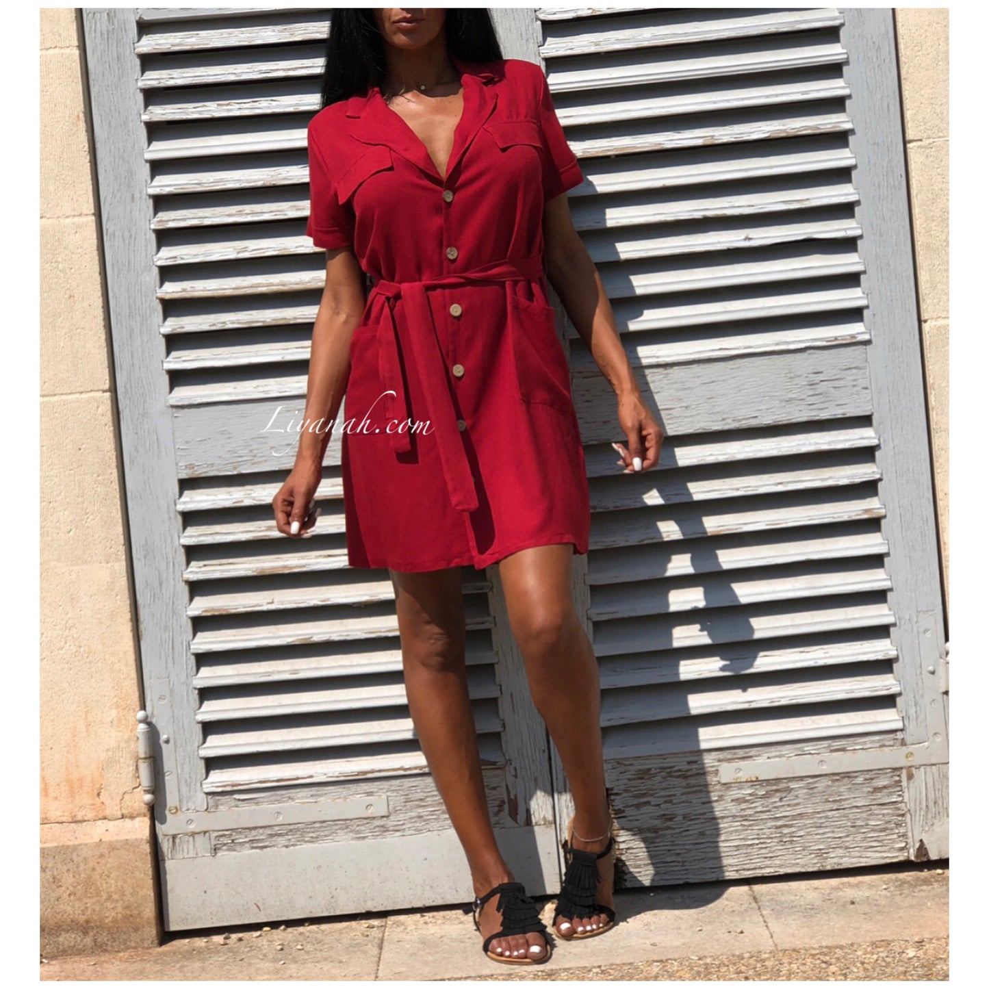 Robe Chemise Modèle KYRINA Noir ou Bordeaux