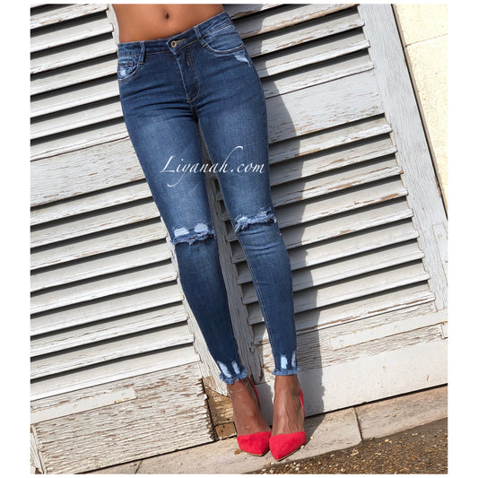 Jean Skinny Crop Modèle YOLANA BLUE