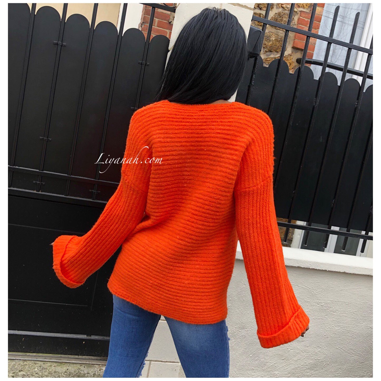 Pull Mi-Long Modèle TAYA ORANGE FLUO