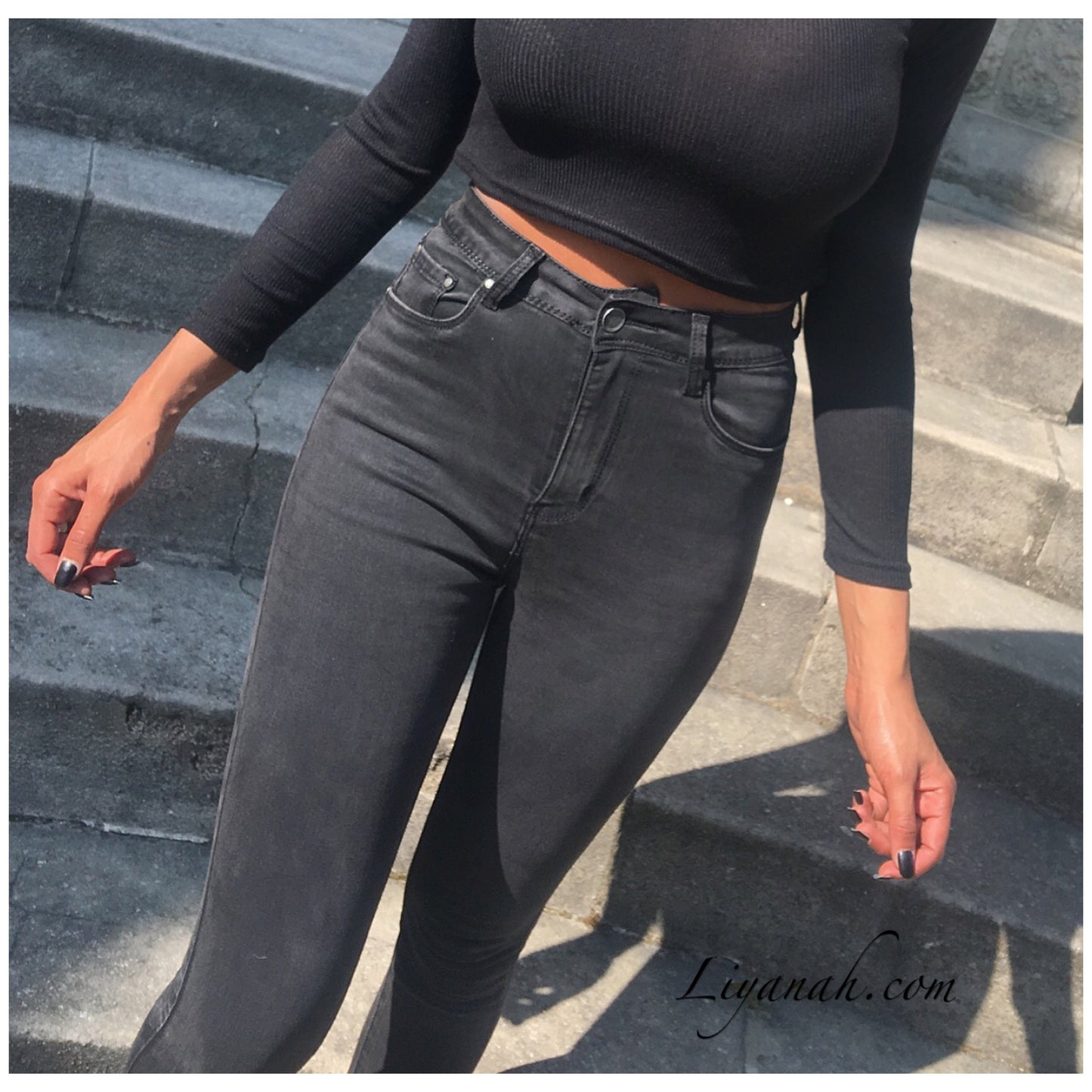 Jean Skinny Modèle RAYANA NOIR TAILLE HAUTE