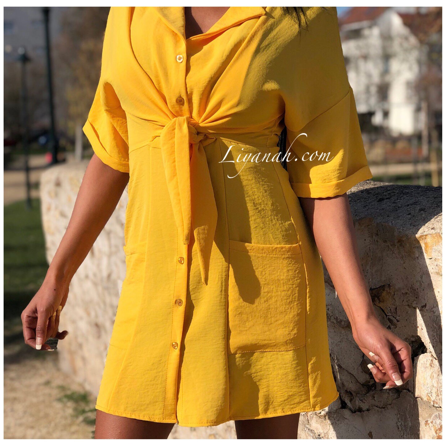 ROBE Style Chemise Modèle AITARA JAUNE