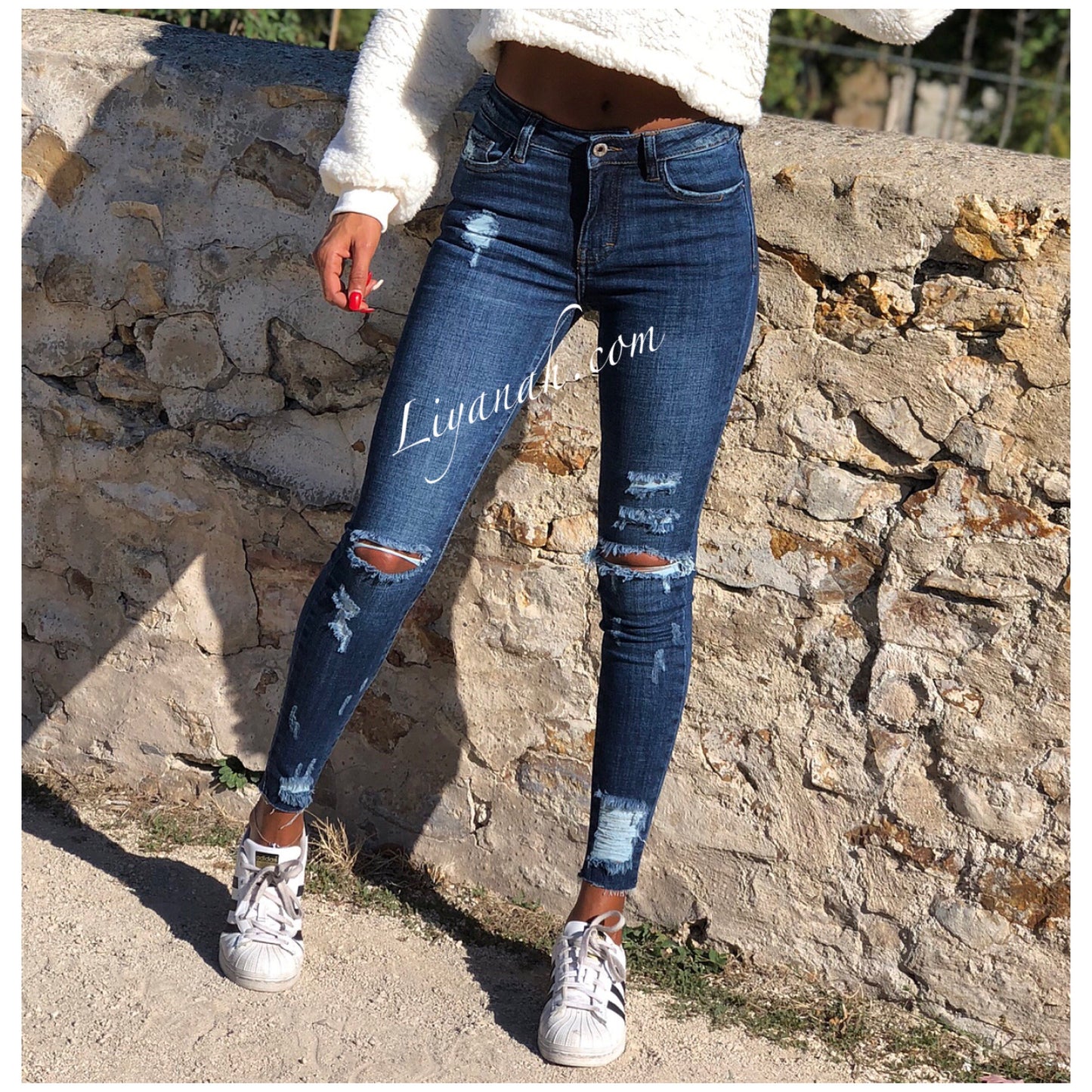 Jean Skinny DESTROY / DARK BLUE Modèle NEVYA